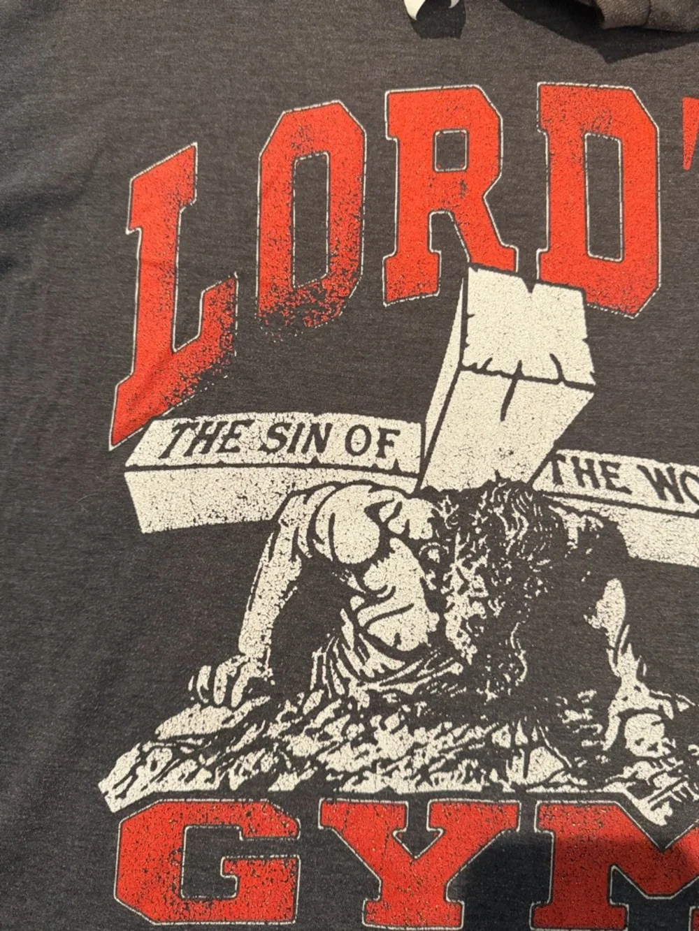 Lord's Gym Jesus‎ Tee His Pain Your Gain Vintage Grey Y2K Mens Large
